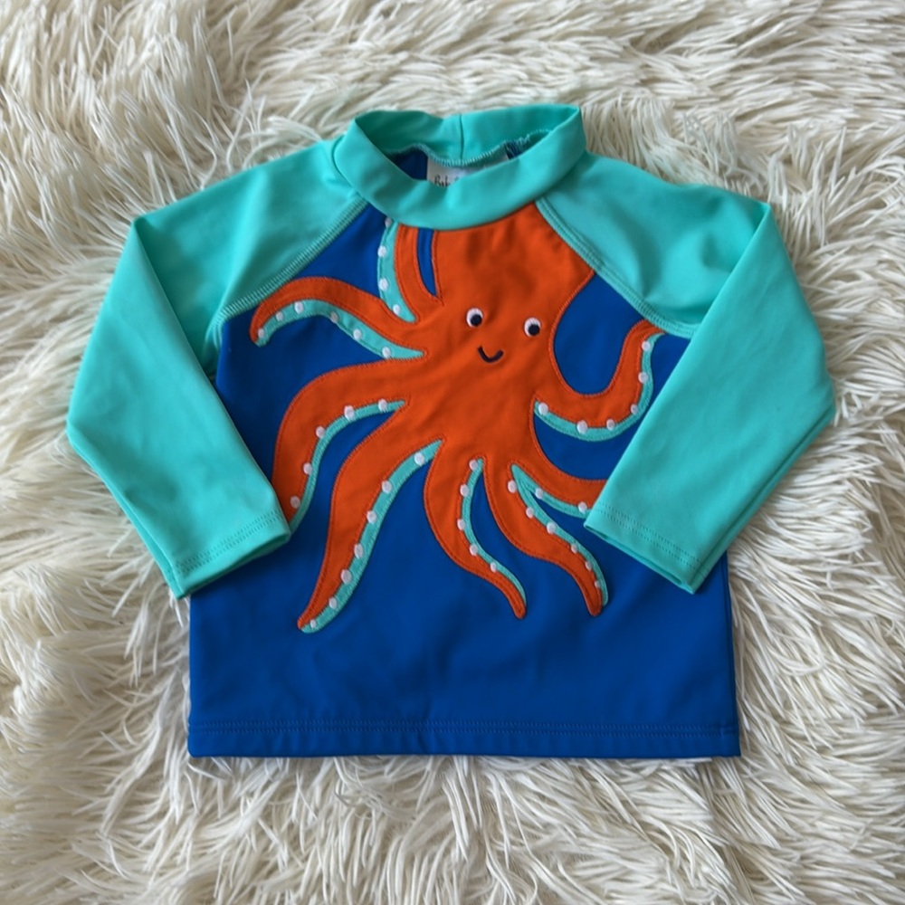Baby Boden Swim Rash Guard with Octopus Design 6-9M